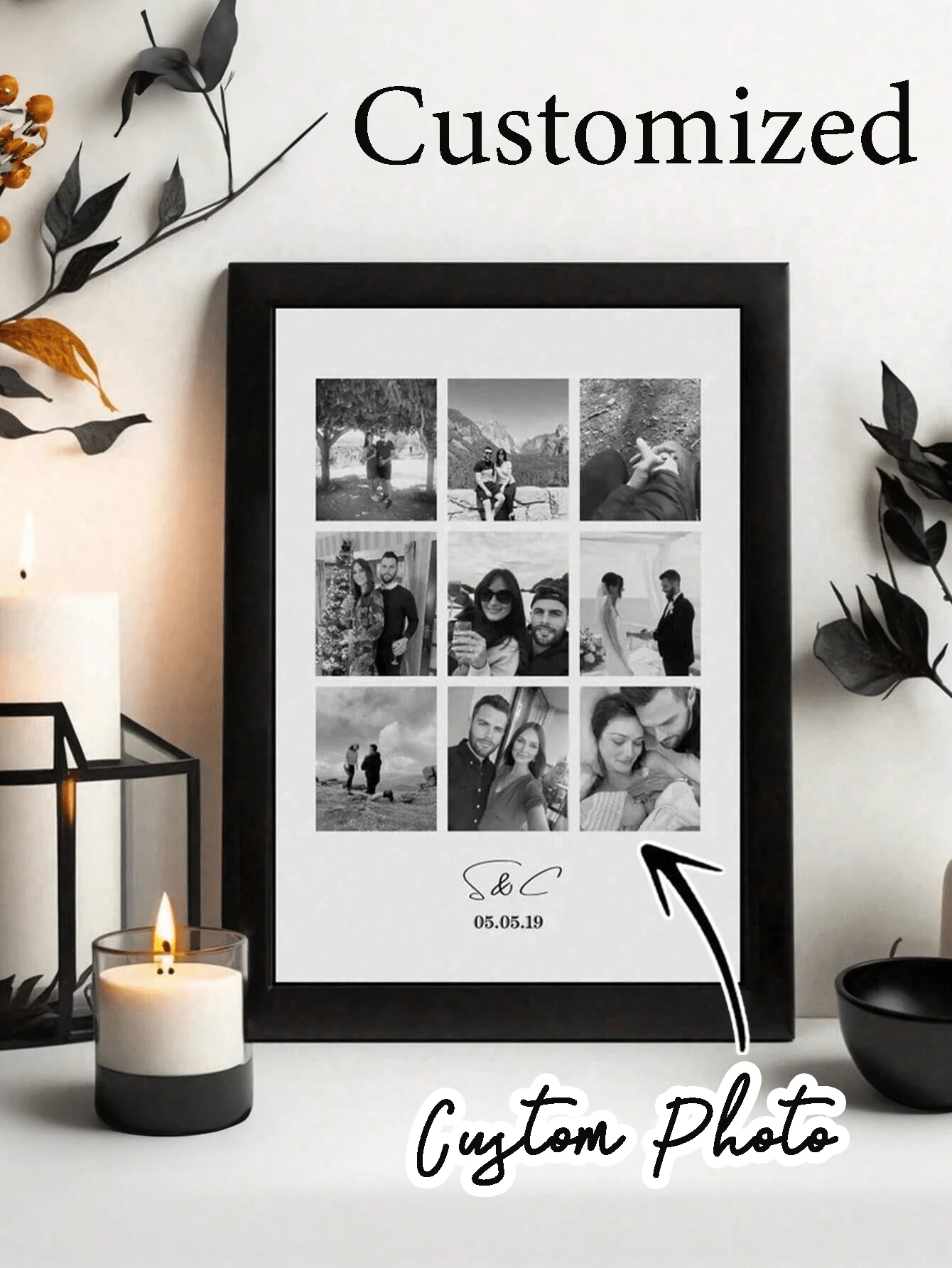 Customizable Simple Design Photo Frame, Table Top Or Wall Mount Picture Frames Room Decor Gift Ideas, Valentine's Day, Valentine's Day Decor 1pc High-Quality,Stylish Custom,Personalized,Unique Ideal Gifts For Her Boyfriend,Girlfriend For Valentine's Day,For Anniversaries,For Weddings Living Room,Home Birthday Graduation