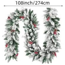 1pc, 9ft Artificial Christmas Pine Garland With Artificial Pine Tree And Red Artificial Berries, Christmas Wreath Decor, Suitable For Indoor Or Outdoor Decoration, Seasonal Holiday Wreath