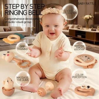 0+ Babyskallra, Bitleksaker, Nyföddleksaker, Gripande skallra och bitleksaker, Handskakande skallraleksaksset, Tidig utbildning, Med förvaringslåda med dragstång, Presentset för nyfödda pojkar och flickor