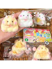 1 件随机颜色和款式创意仓鼠挤压减压玩具，植绒手工减压小工具 - 彩色 - 查看 4