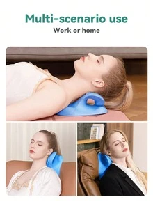 1 件颈肩放松器、颈椎牵引装置和颈椎矫正器、脊椎按摩枕颈部拉伸器 - 新藍色 - 查看 5