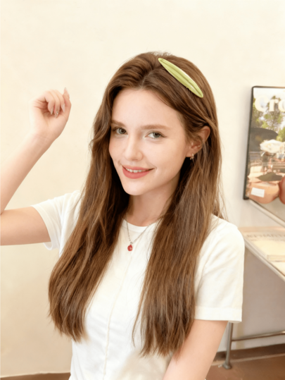 1 pieza Clip para el cabello de moda casual y deportivo, versátil, de alta gama, de ácido acético, clip de resorte para media cola de caballo, clip de una palabra para cola de caballo baja, clip simple de hoja de sauce para el cabello de mujer, accesorio para el cabello adecuado para uso diario, escuela, vacaciones en la playa, trabajo, transporte, fiesta, vacaciones, regalo de cumpleaños, temporada de regreso a clases, versátil, salir de chica