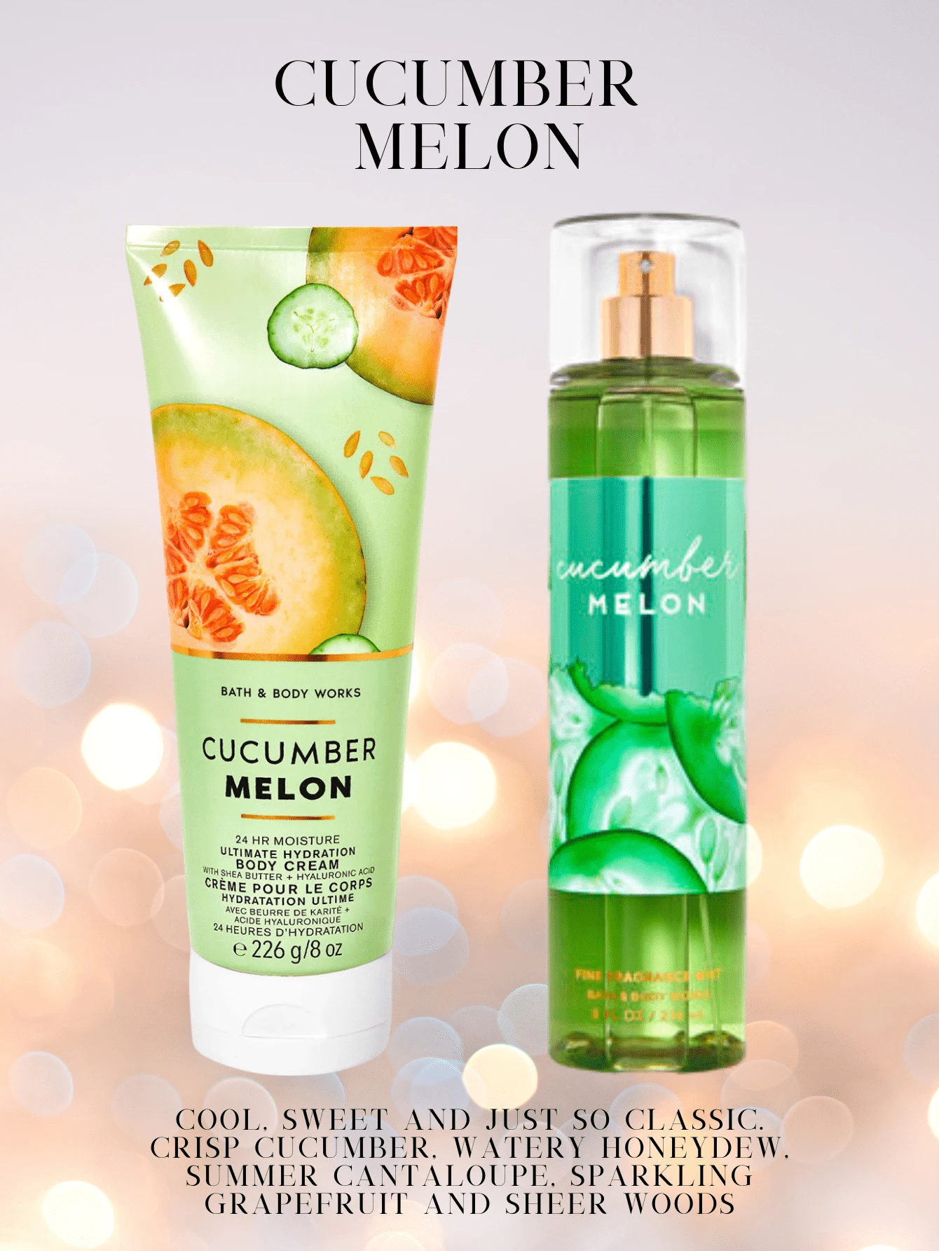 Bath & Body Works Bath And Body Works BBW New Fine Fragrance Body Mist And Body Cream Set - 黃瓜甜瓜套餐 - 查看 1