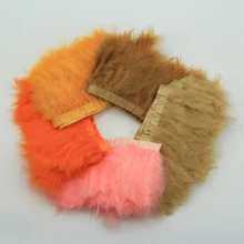 1 Meter 1 Piece Of Grass Green Feather Turkey Full Down Feather Cloth Edge Costume Headdress Holiday Party Decoration Masked Stage Performance Hairpin Belt Decoration Handmade DIY Crafts - Grass Green - View 4