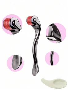 540 针 Derma Roller 微针滚轮，适用于面部、头皮和面部毛发，MTS 空气注射面部滚轮美容工具，适用于美容院/家庭使用、面部护理、圣诞礼物 - 玫瑰紅 - 查看 4