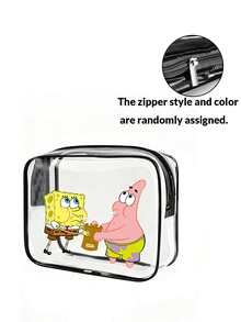 SpongeBob SquarePants SpongeBob PVC Travel Cosmetic Bag – Lightweight & Fade-Resistant Cosmetic & Toiletry Bag For Women & Girls, TSA-Compliant Portable Cosmetic Case, Easy-To-Wipe-Clean Design, Cosmetic Bag For Mothers, Teachers, Friends & Nurses, Gift Bag For Female Friends, Essential Storage Bag For School Vacations & Holiday Trips, Toiletry Bag For Back-To-School Supplies, Waterproof Toiletry Bag Make Up Bag - Black - View 8