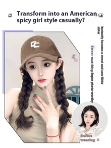 16英寸假发 女士长发 全头套假发帽 一体式女士合成假发帽