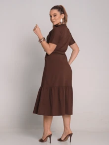 Women's Midi Set Elegant Casual Premium Cotton Comfortable Evangelical Fashion - 鏽棕色 - 查看 3