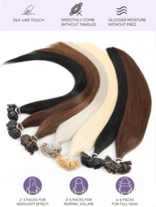 50pcs/Pack Human Hair Extensions, Flat Tip Extensions, 14-22 Inches Straight Hair, Keratin Bonded Extensions, Invisible F-Tip Real Human Hair Extensions