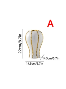 1 pieza Jarrón curvo de cerámica de lujo y alta gama con acabado dorado, adecuado para colocar flores frescas en la mesa de la sala de estar, escritorio de oficina, decoración con flores secas y como un hermoso adorno de jarrón para el estudio.