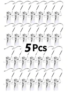 20Pcs/10Pcs/5Pcs Simple Stainless Steel Hook Clip, Multifunctional Single Hook Clip For Pants, Skirts, Drying Windproof Hook Clip, Household Space Saving Organizer For Bedroom, Closet, Wardrobe, Home, Dorm - Black - View 39