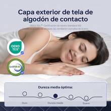 DreamFit Colchón Ortopedico Híbrido,Colchon Queen Size 150*190*25CM En Caja,Espuma de Alta Densidad Memory Foam,Ergonómico,Antibacteriana,Antiácaros,Transpirabilidad,Antialérgico,Resistente a la humedad,Alivio de Presión y Extremadamente Cómodo,Firmeza media,Certificado CertiPUR-US®,Colchones Resortes - Azul y blanco - Ver 8