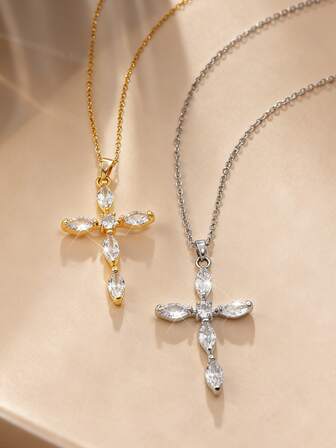 1 件女士简约优雅不锈钢吊坠项链，适合日常佩戴或派对场合