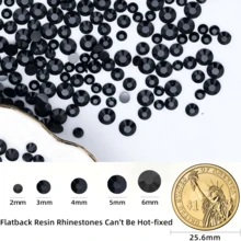 0.2厘米/0.3厘米/0.4厘米/0.5厘米 1000颗平底钻石水钻，水晶树脂钻石，DIY工艺材料，适用于杯子、玩具、鞋子、衣服装饰 - 黑色 - 查看 3