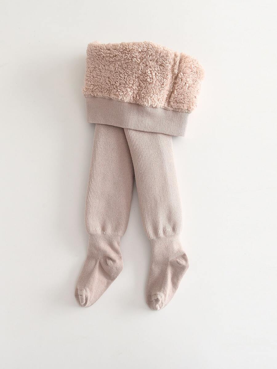 女童紧身打底裤，暖白色/黑色幼儿打底裤，婴儿裤