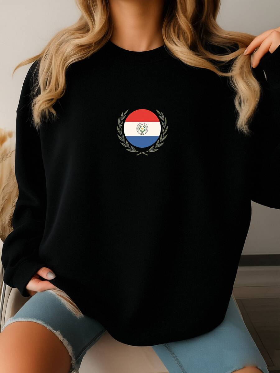 Vintage Paraguay Flag Sweatshirt: República Del Paraguay, Asunción Souvenir - 黑色 - 查看 1