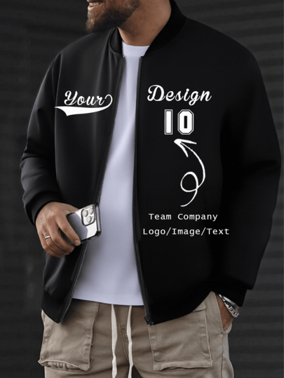Individuell gestaltete, personalisierte Herren-Sportjacke mit Reißverschluss und langen Ärmeln und Baseballkragen. Individuelle Team- oder Firmenjacke durch Hinzufügen Ihres eigenen Bildes und Ihres Textes/Logos (Foto/Selfie/Familienfoto/Selfie/Haustierfoto/Freundesfoto/Partnerfoto/Freundinfoto). Gestalten Sie Oberbekleidung mit personalisiertem Aufdruck, Teambuilding-Uniform für Unternehmen, Weihnachtsgeschenk