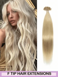 50pcs/Pack Human Hair Extensions, Flat Tip Extensions, 14-22 Inches Straight Hair, Keratin Bonded Extensions, Invisible F-Tip Real Human Hair Extensions