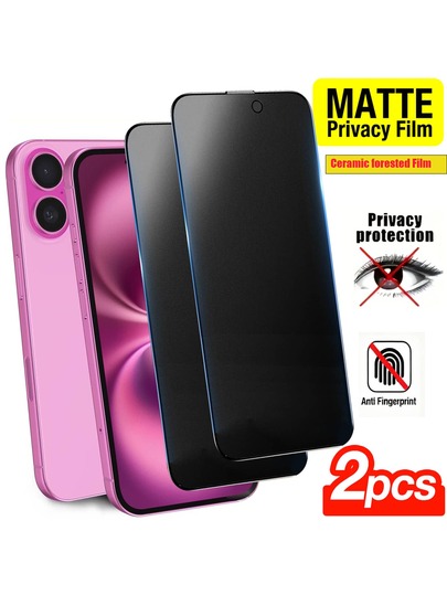 2pcs Matte Privacy Screen Protector Ceramic Soft Film Compatible With Iphone 17Pro Max 17 Air 15 14 13 12 11 Pro Max Full Screen Protection Sticker For IP Hone16ProMax 15ProMax Privacy Anti-Peep Anti-Fingerprint Hand Sweat Abrasion Anti-Peep Protection Film Smooth Touch Non-Bubble Edge Mist Surface Mobile Phone Film Non-Thermosilicate Glass