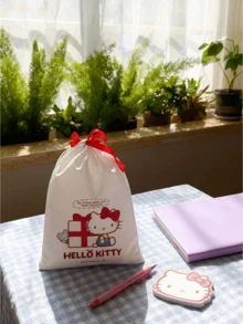 Drawstring Shoe Bag – Official Licensed Travel Organizer with Anti-Dust Design, Cute Bow Print for Gym School Travel, Durable Oxford Fabric with Drawstring Closure, Gift for Anime Fans & Collectors - 束口袋 - 查看 5