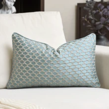 1 件奢华优雅几何抱枕套，无填充，高精度，隐形拉链开合，精致缝线，耐用拉链，适用于沙发、长沙发、床、汽车、椅子、靠窗座位、双人沙发、客厅、卧室、地板、长凳、办公室、咖啡厅 - 淺藍 - 查看 5