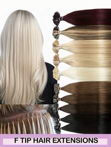 50pcs/Pack Human Hair Extensions, Flat Tip Extensions, 14-22 Inches Straight Hair, Keratin Bonded Extensions, Invisible F-Tip Real Human Hair Extensions