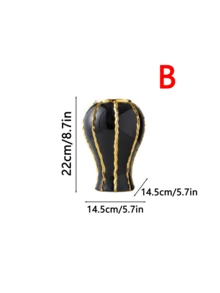 1 pieza Jarrón curvo de cerámica de lujo y alta gama con acabado dorado, adecuado para colocar flores frescas en la mesa de la sala de estar, escritorio de oficina, decoración con flores secas y como un hermoso adorno de jarrón para el estudio.