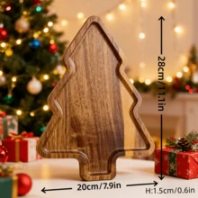 Christmas Tree Shaped Wooden Serving Platter, Creative Wooden Plate For Fruit, Bread, Steak, Pizza And Desserts, Candy Tray, Wooden Christmas Tree Tray, Holiday Decor, Holiday Home Accents, Holiday Tableware, Christmas Decoration, Christmas Gift, Christmas, New Year Gift