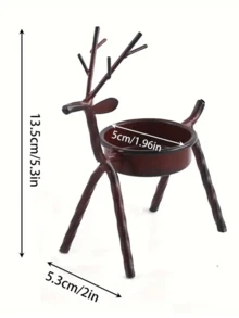 圣诞棕色驯鹿烛台 - 创意铁艺蜡画效果，不含蜡烛 - 适用于圣诞节及其他节日餐桌装饰，可作为礼物 - 金属烛台，装饰艺术烛台，香薰烛台，房间装饰，家居装饰，圣诞装饰，圣诞礼物，卧室装饰 - 彩色 - 查看 9