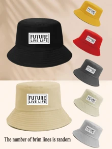 1 Piece Oasis Letter Printing Pattern Bucket Hat For Women Men Fisherman's Hats Sunscreen Windproof And Warm Suitable For Daily Leisure Black/White/Beige