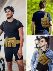 Tactical Water Bottle Waist Bag Waterproof Nylon Durable Travel Waist Bag Unisex Sports Waist Bag Hunting Hiking Waist Bag Multi-Pocket Canvas Bag Suitable For Outdoor Travel Camping Hunting Running Cycling Fishing Tactical Backpack Camping Essential Water Bottle Hiking Gear