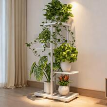 1 Piece, 4-Tier Wrought Iron Flower Stand, Perfect For Balconies, Succulent Plants, And Home Decor, Easy Assembly Plant Rack For Indoor And Outdoor Gardens - 白色 - 查看 3