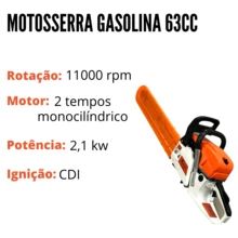 Gasoline Chainsaw 63CC 2-Stroke Single-Cylinder Engine - Orange - View 4