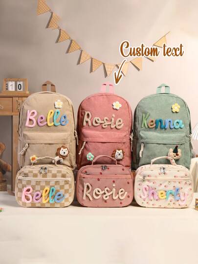 Conjunto personalizable de mochila y lonchera para niños - Lindo paquete de útiles escolares, regalo único para hijo o hija