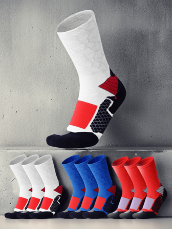 3/6/9 Pairs Fashion Plus Size Mid-Calf Socks For Men, New Color Block Design Oversized Style, Odor-Resistant Unisex Socks, Soft & Comfortable Sports Crew Socks, High Elasticity Moisture-Wicking, Suitable For Men & Women Outdoor Activities And Daily Wear, All Seasons, Premium Gift