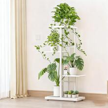 1 Piece, 4-Tier Wrought Iron Flower Stand, Perfect For Balconies, Succulent Plants, And Home Decor, Easy Assembly Plant Rack For Indoor And Outdoor Gardens - 白色 - 查看 6