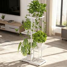 1 Piece, 4-Tier Wrought Iron Flower Stand, Perfect For Balconies, Succulent Plants, And Home Decor, Easy Assembly Plant Rack For Indoor And Outdoor Gardens - 白色 - 查看 12