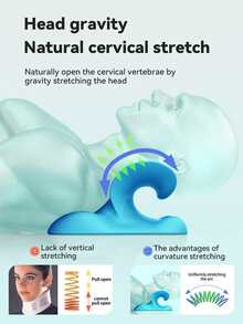 1 件颈肩放松器、颈椎牵引装置和颈椎矫正器、脊椎按摩枕颈部拉伸器 - 新藍色 - 查看 4