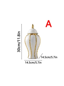 1 pieza Jarrón curvo de cerámica de lujo y alta gama con acabado dorado, adecuado para colocar flores frescas en la mesa de la sala de estar, escritorio de oficina, decoración con flores secas y como un hermoso adorno de jarrón para el estudio.