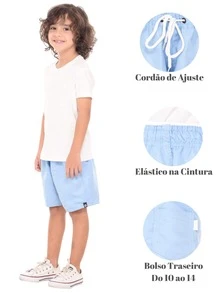 Bermuda Short Tactel Boy's Children's Youth Drawstring Fit 4 To 14 - Màu xanh nhạt - Xem 5