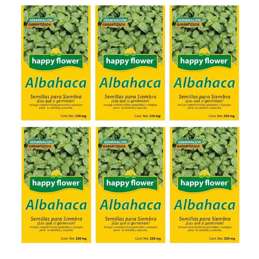 Pack de 6 Semillas de Albahaca Happy Flower – Germinación Garantizada (250 mg c/u) - Amarillo - Ver 1