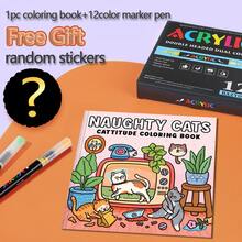 1本21x21厘米圣诞节“淘气猫”成人涂色书,厚实不透明纸张,易于涂色 | 猫咪嬉戏玩闹,聚会完美礼物,送给爱猫人士的礼物,文具及学习用品,适合女孩,情人节,新年礼物 - 頑皮貓 - 查看 5