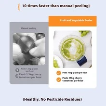 Electric Fruit & Vegetable Peeler, One-Touch Operation, Auto Ejection System - High-Strength Plastic Structure, Curved Blade Technology, Suitable For Grapes, Garlic, Apples, Potatoes, Tomatoes, Etc. - For Home And Commercial Kitchens, Compact Design With Sliding Chute And Collection Tray - Durable And Easy To Clean Automatic Peeler