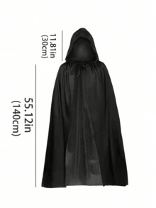 1pc Unisex Adult Black Halloween Hooded Cloak Cape Costume Cape Suitable For Adults,For Women Men Witch, Devil, Vampire, Elf And Reaper Costumes For Various Festivals And Performances, Medieval Style,Perfect For Stage Performances, Cosplay, And Parties - Black - View 14