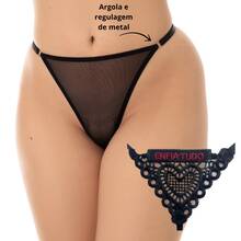Calcinha Feminina de Tuller com Dizeres Bordado! - Preto - Visão 2