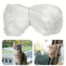 3 Meters*5m Transparent Net Cat Fence, Balcony Cat Protective Net, With Fixed Plastic Buckles, Suitable For Windows, Balconies, Indoor/Outdoor Cat Protection Net, And Outdoor Fruit & Vegetable Protection Net - White - View 4
