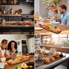 Tocător din lemn de trandafir - Diverse modele de tocătoare, Tocător din lemn masiv, Tocător pentru aperitive, Tocător pentru bucătărie, Tocător pentru mezeluri, Tocător pentru fructe în aer liber, Potrivit pentru hotel, casă, activități în aer liber, camping, Tocător portabil din lemn.