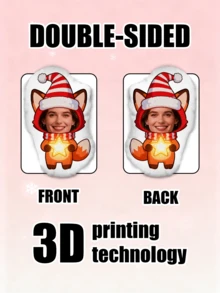 1 Almohada personalizada con cara divertida - Impresión personalizada a doble cara, Almohada con cara personalizada - Zorro de Navidad, Regalo ideal para cumpleaños, Acción de Gracias, Navidad, Adecuado para la respirabilidad única de mamá, Adecuado para ella, él, él, novio, novia, papá, mamá, familia, amigos, aniversario semanal, Día de la Madre, cumpleaños, Día de San Valentín