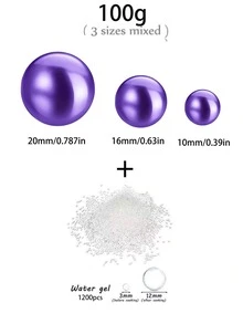 100g Relleno de perlas flotantes artificiales, para decoración de jarrones, decoración de velas flotantes, centro de mesa del hogar, adecuado para bodas DIY, cumpleaños, fiestas temáticas, decoración de Halloween y centros de mesa navideños, 10mm, 16mm, 20mm (incluye perlas de agua)