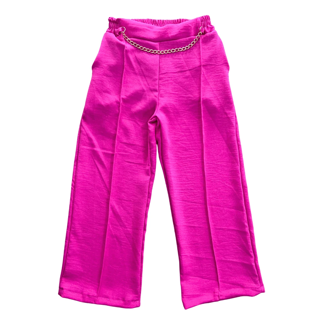 Duna Children's Wide-Leg Pants With Chain, Stylish And Modern, New, Blogger Fashion - 玫紅色 - 查看 1